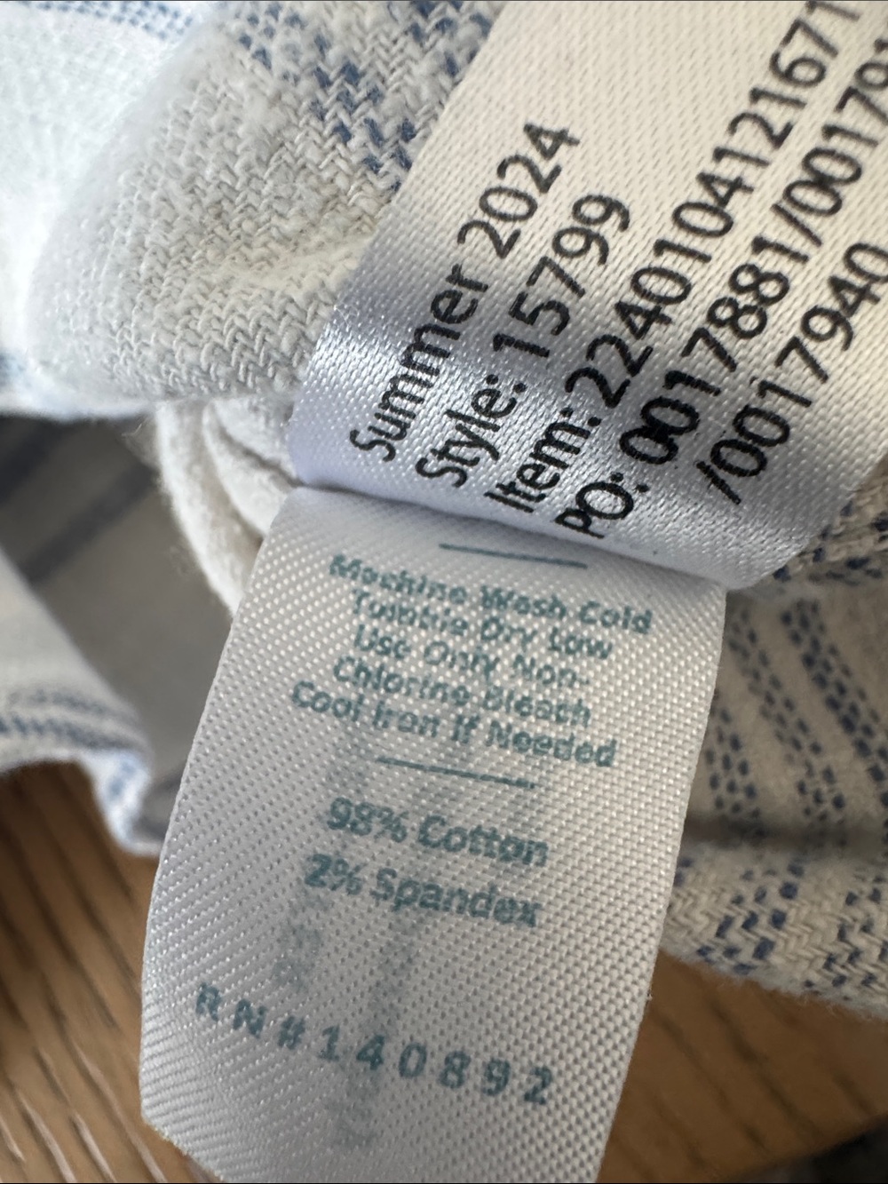 Marine Layer Striped Linen Blend Short Sleeve Button Front Shirt M Coastal Beach - Picture 5 of 5
